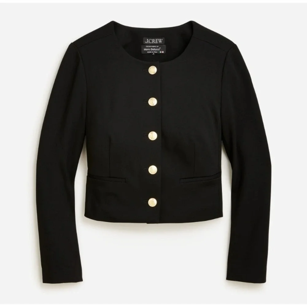 J. Crew Louisa lady jacket‎ in Italian ponte in Black sz 12